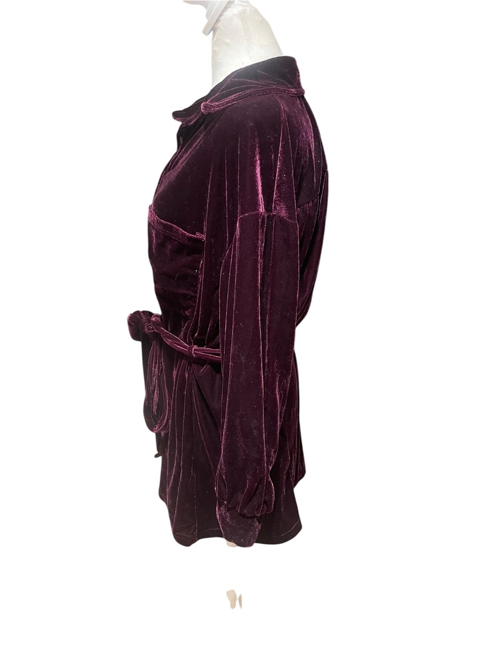 1X Purple Velvet Button Down Blouse Dark Academia Romantic Chic Top - Picture 4 of 6